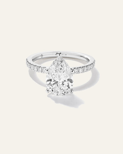 Lab Grown Diamond Pear Petite Pave Engagement Ring - 3ct - 4 / Yellow Gold