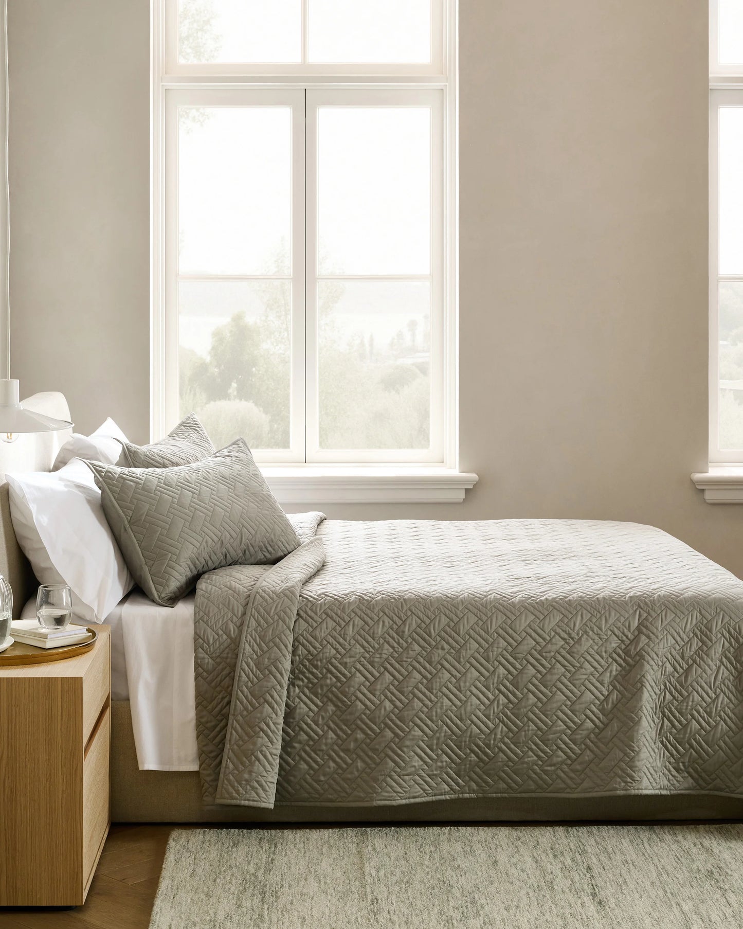 Organic Cotton Basketweave Quilt - Twin / White