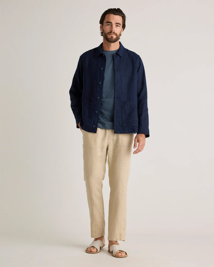 100% European Linen Chore Jacket - S / Flax