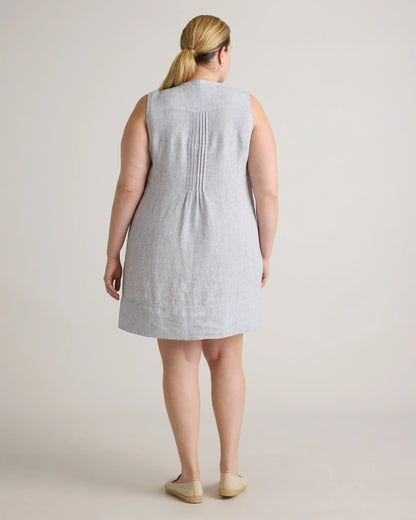 100% European Linen Sleeveless Swing Dress - 1X / Bayberry Olive