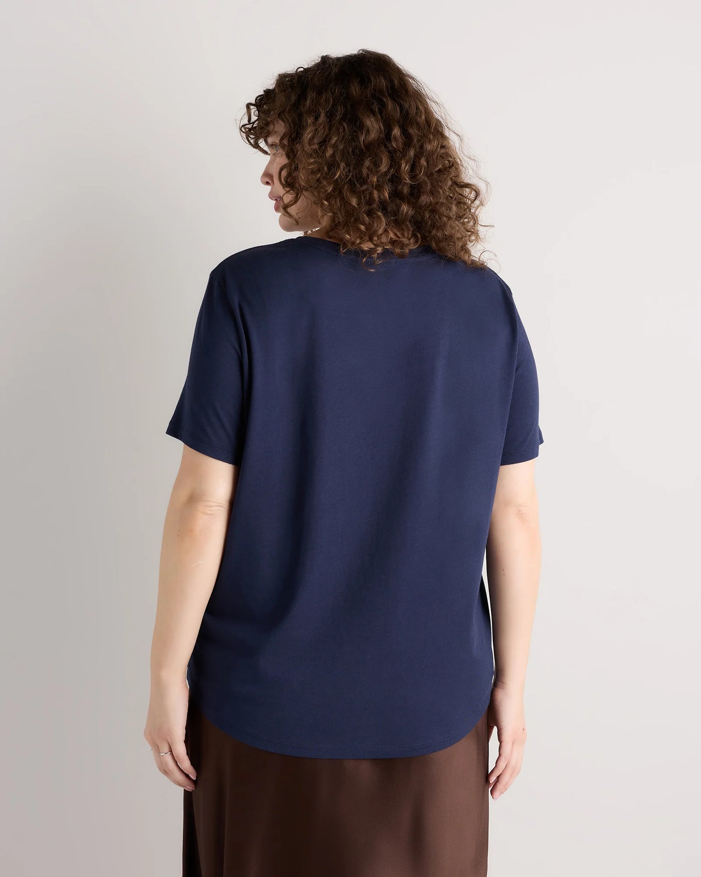 Cotton Modal Crew Neck Swing Tee - 1X / Navy