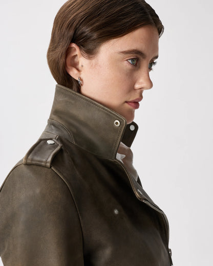 100% Leather Motorcycle Jacket - XS / Cognac