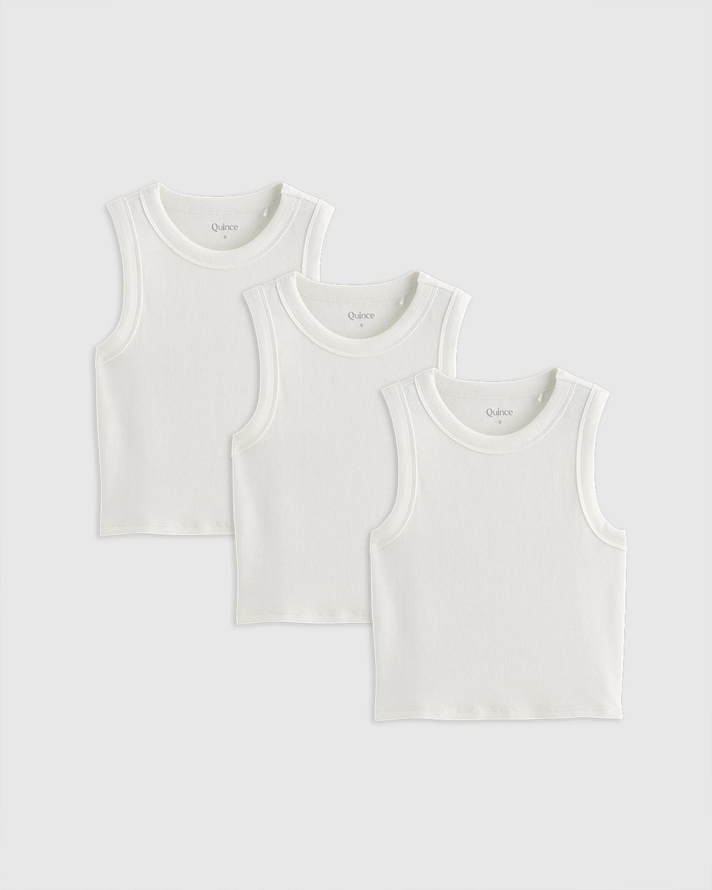 Organic Cotton Micro-Rib Cropped Cutaway Tank (3-Pack) - XS / Buttermilk White
