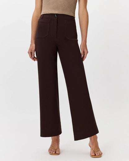 Ultra-Stretch Ponte Cropped Wide Leg Pants - 0 / Espresso