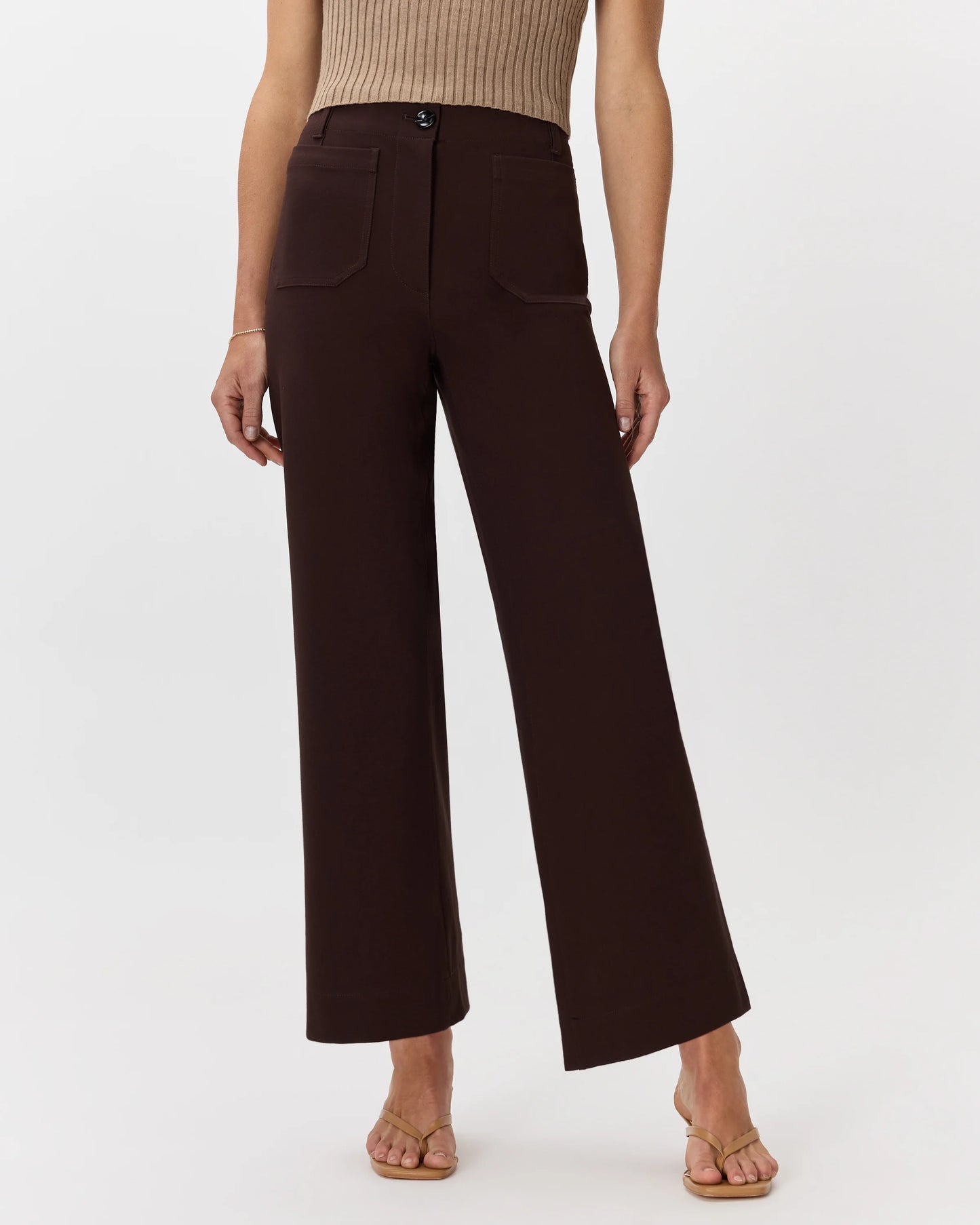 Ultra-Stretch Ponte Cropped Wide Leg Pants - 0 / Espresso