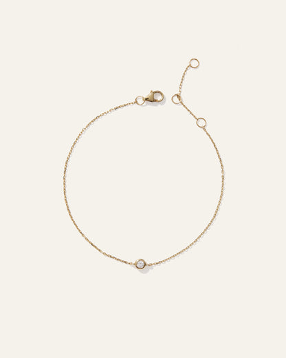 14K Gold Diamond Solitaire Bezel Bracelet - One Size / Yellow Gold