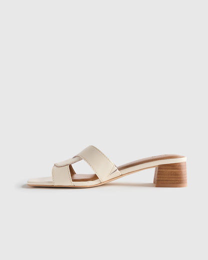 Italian Leather 35mm Wood Block Heel Mule - 5 / Black
