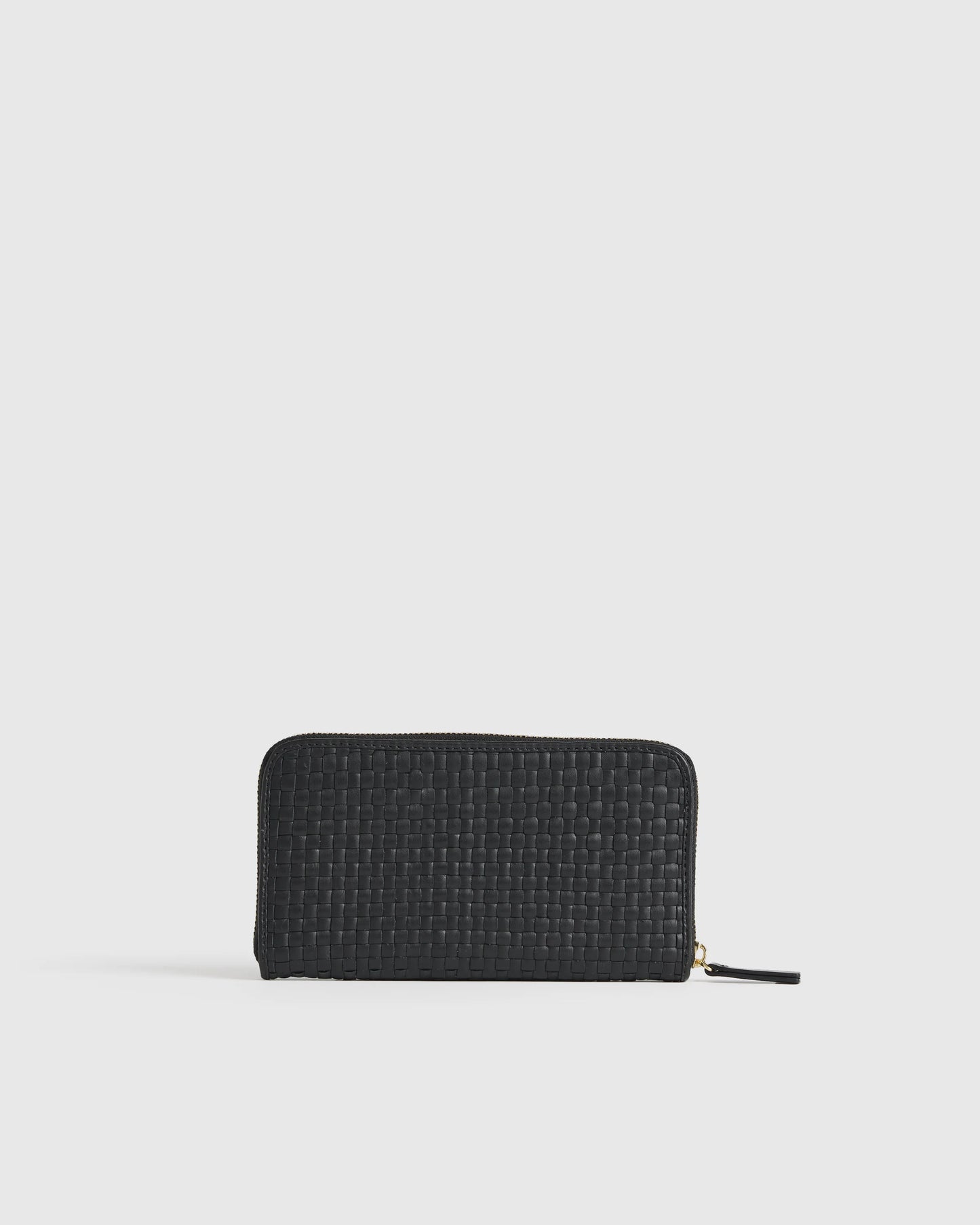 Italian Leather Handwoven Continental Wallet - One Size / Black