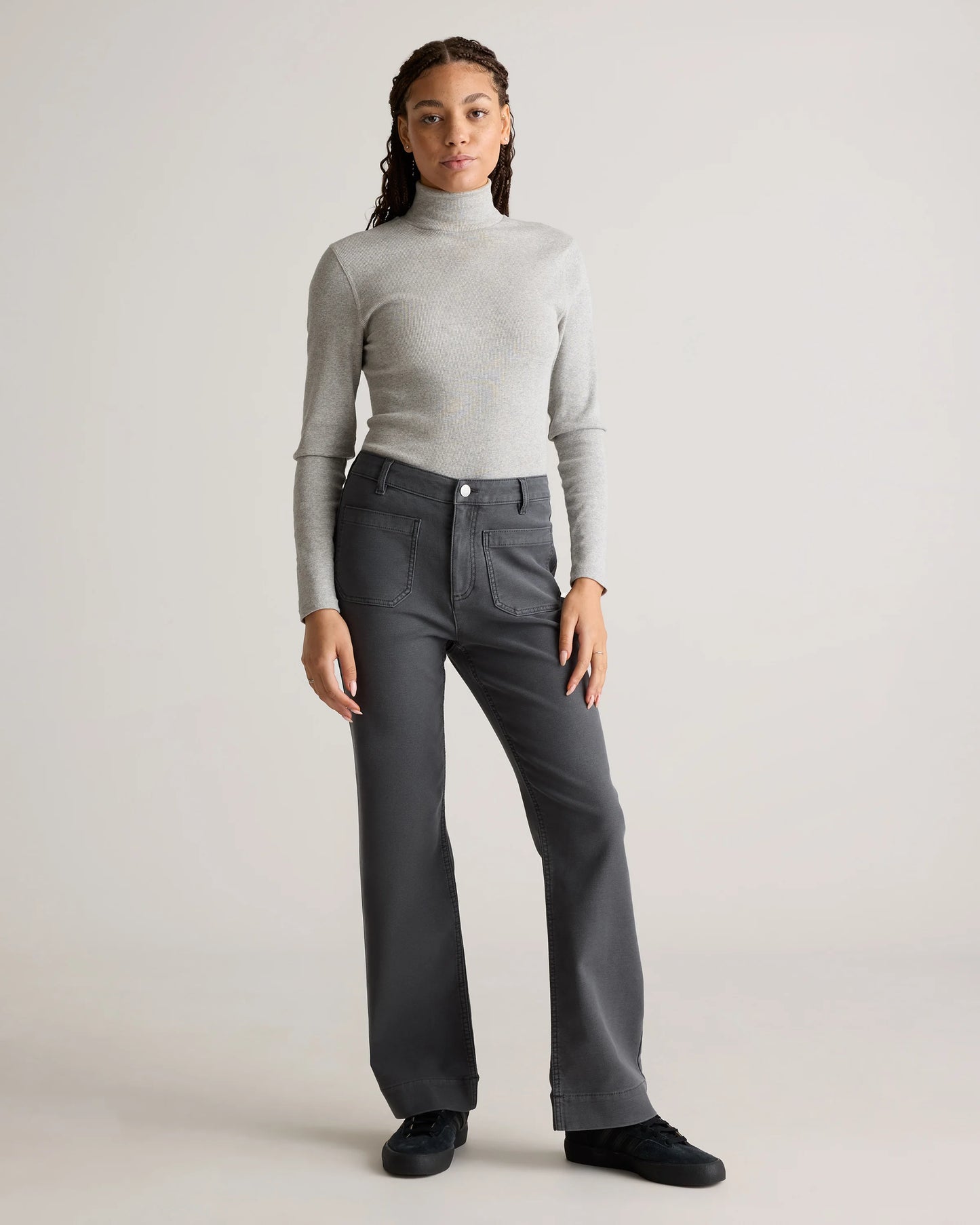 French Terry Wide Leg Pants - 0 / Bayberry Olive