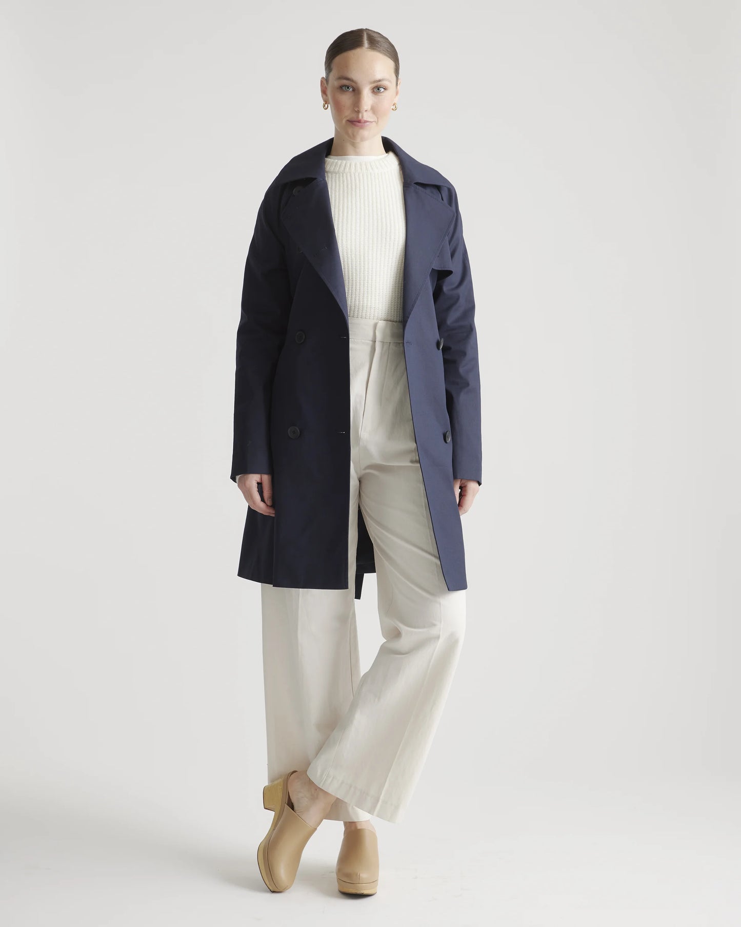 Comfort Stretch Trench Coat - XS / Navy