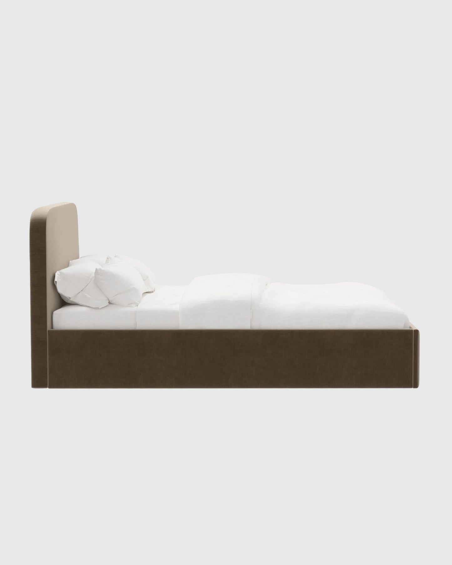 Curved Bed in Performance Velvet - Full / Walnut