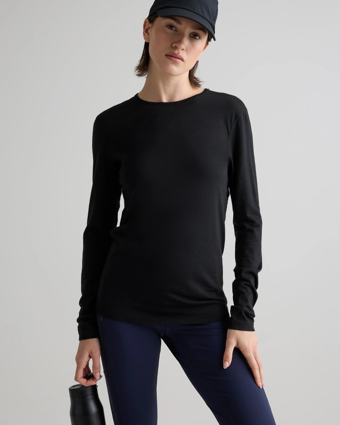 100% Merino Wool All-Season Long Sleeve Base Layer - XS / Black