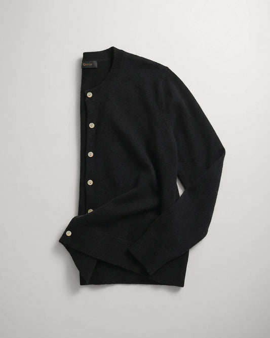 Mongolian Cashmere Cardigan Sweater - XS / Black