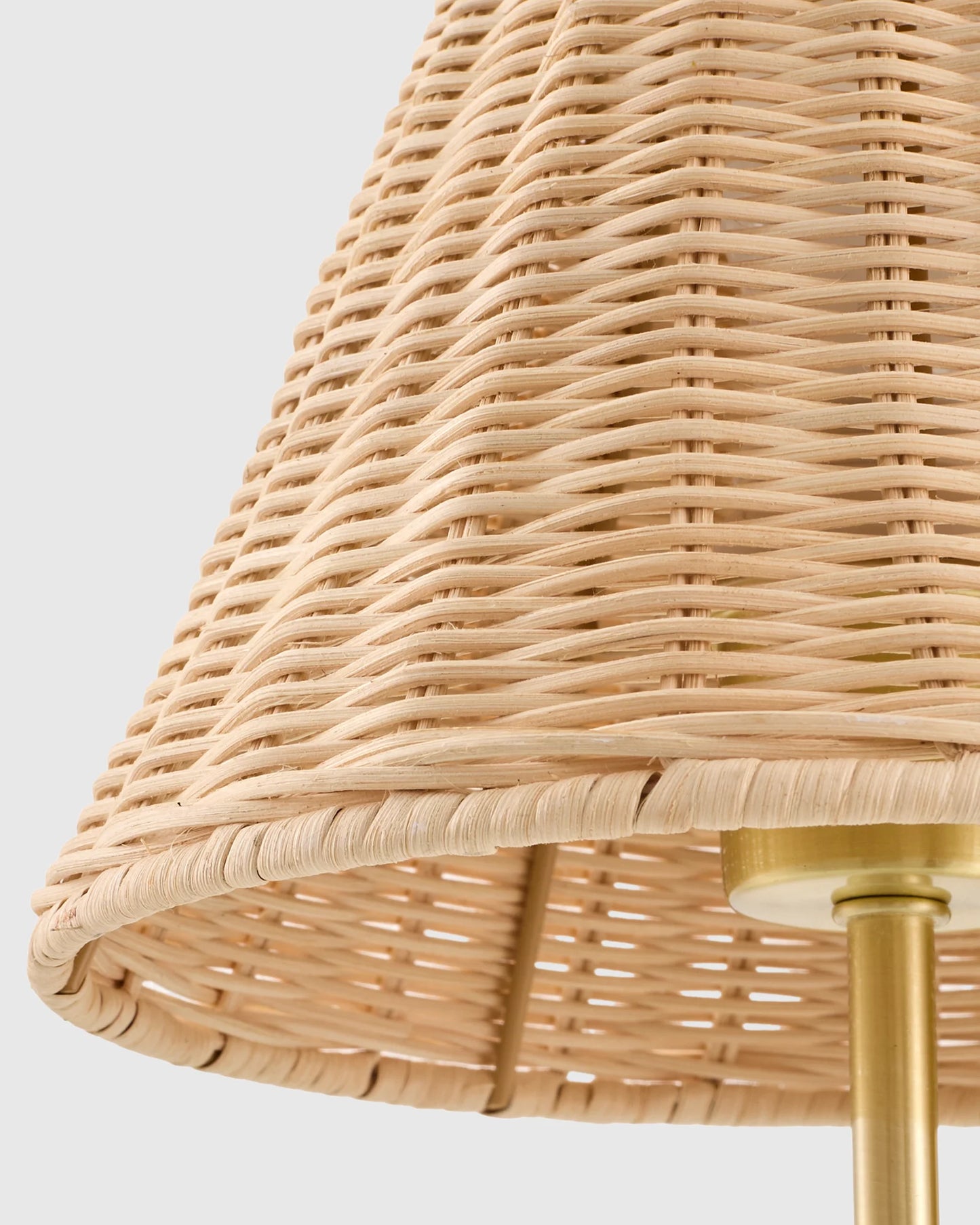 Curved Iron Sconce with Rattan Shade - One Size / Light Brown