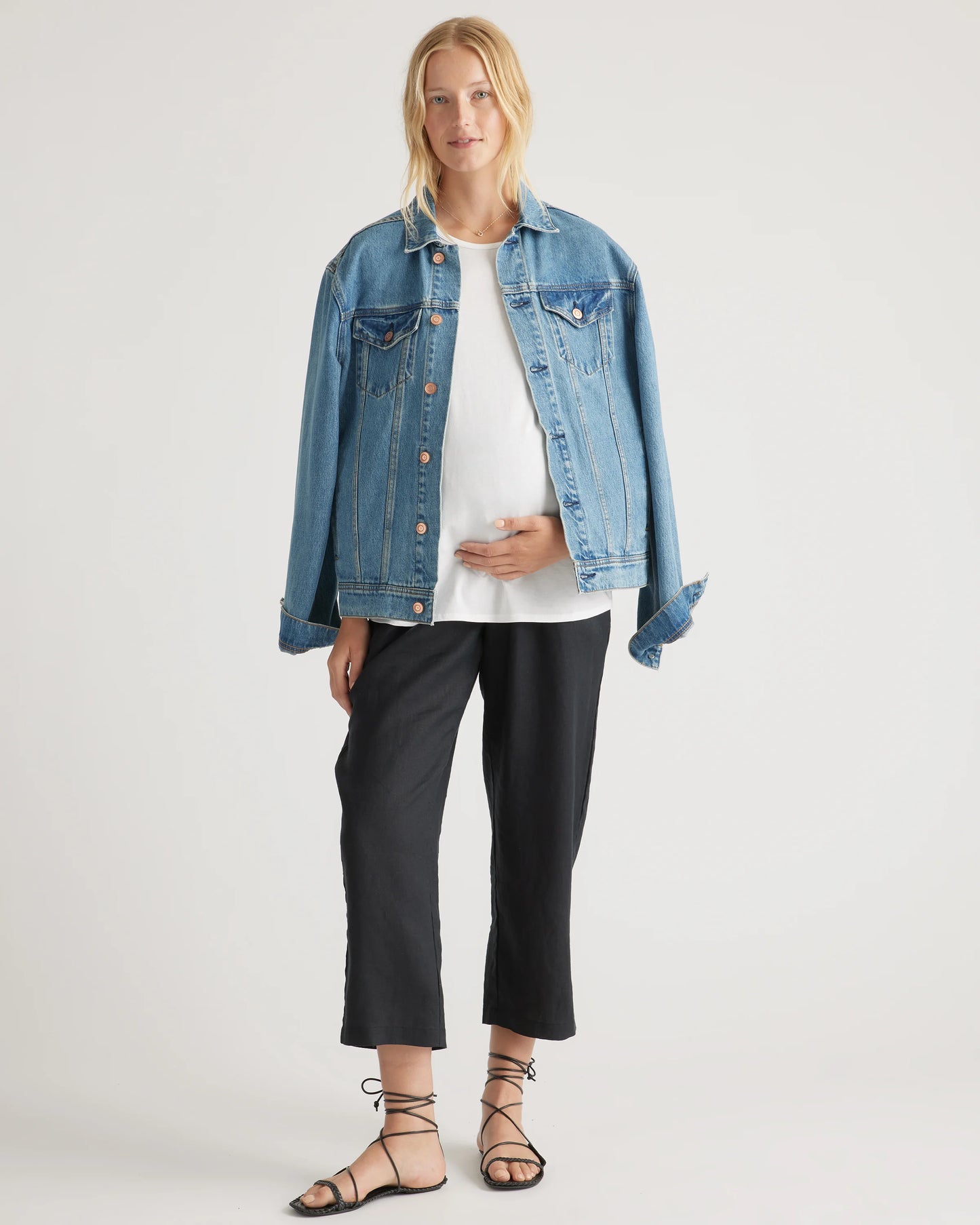 Cotton Modal Maternity Crew Neck Tee (2-pack) - XS / Black/Redwood Brown
