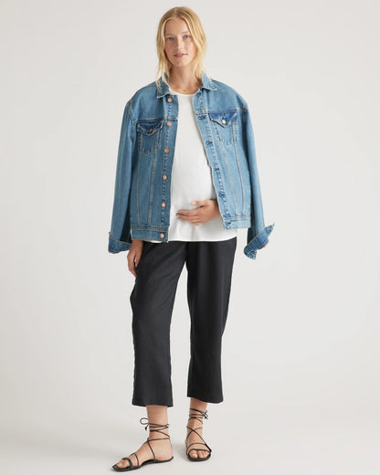 Cotton Modal Maternity Crew Neck Tee (2-pack) - XS / Black/Redwood Brown