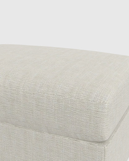 Brennan Ottoman in Performance Chenille Linen Blend - One Size / Snow