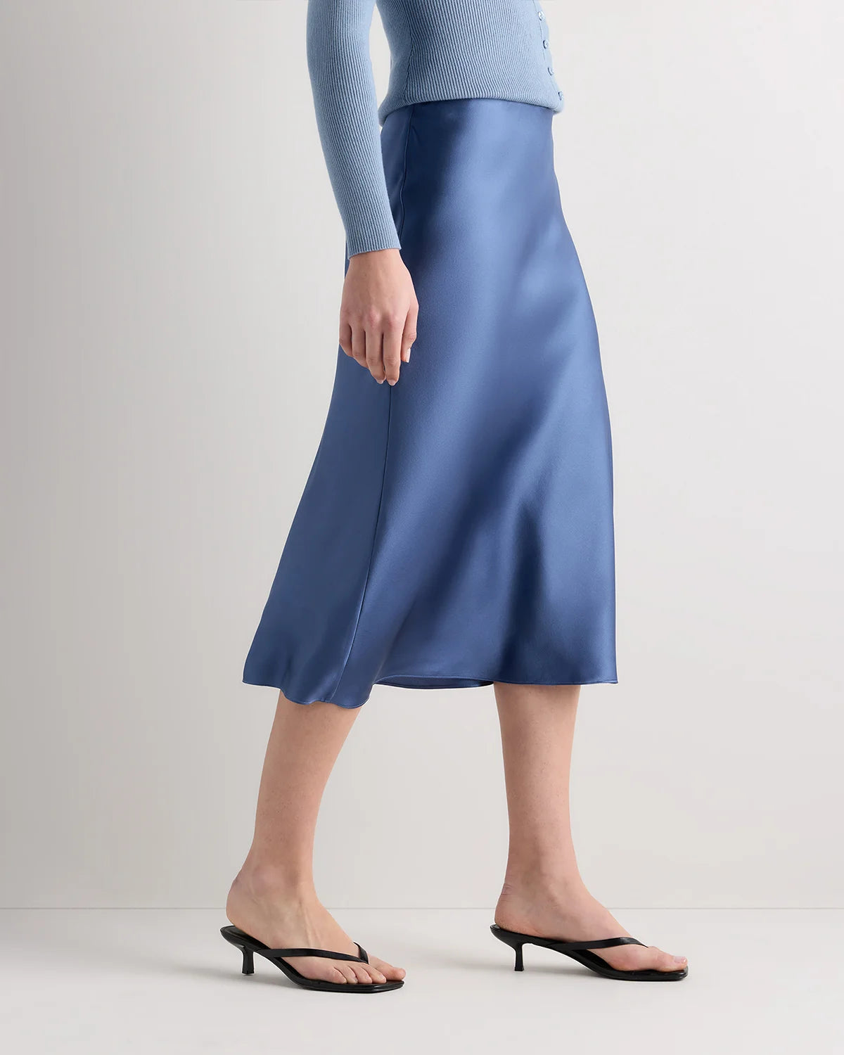 100% Washable Silk Skirt - XS / Champagne