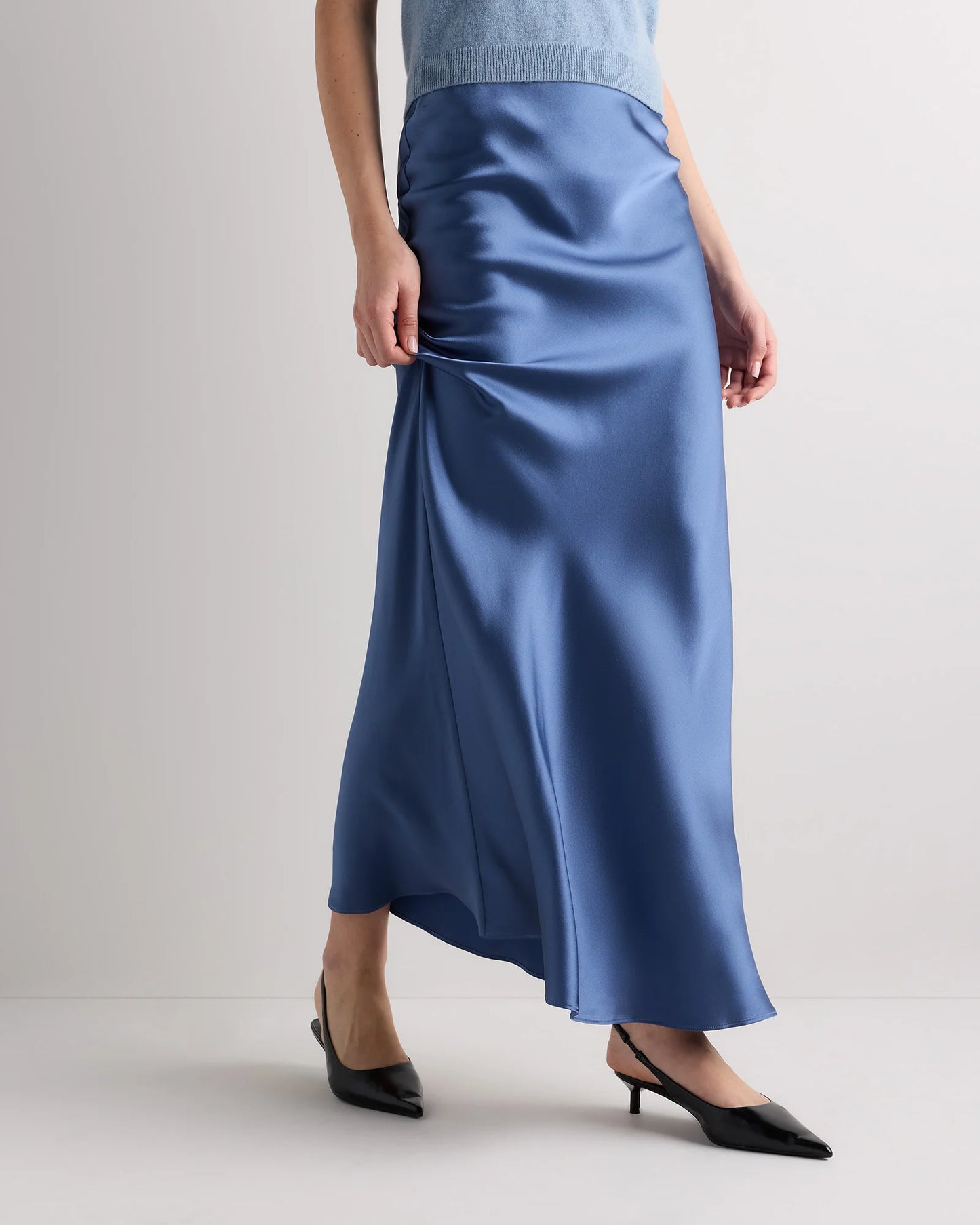 100% Washable Silk Maxi Skirt - XS / Champagne