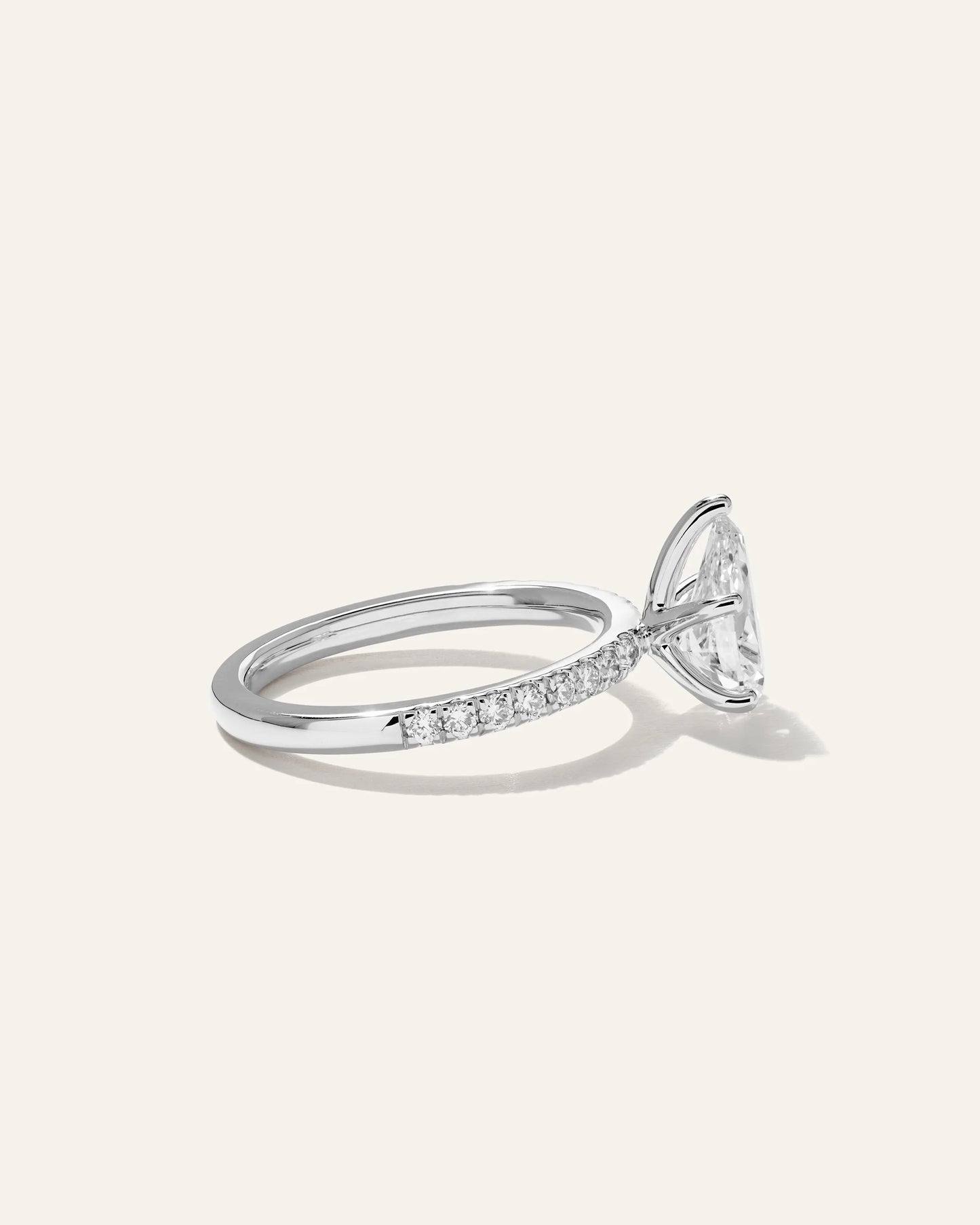 Lab Grown Diamond Pear Petite Pave Engagement Ring - 1.5ct - 4 / Yellow Gold