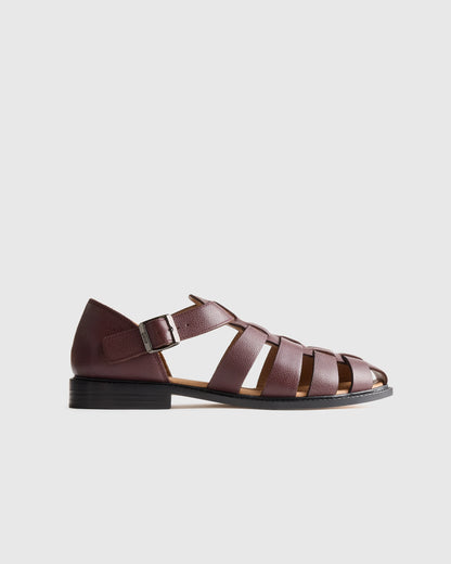 Calfskin Leather Fisherman Sandal - 7 / Black