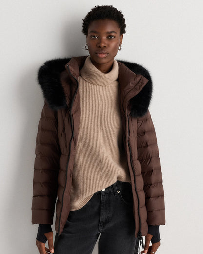 Responsible Down Belted Puffer Coat - XS / Hot Fudge