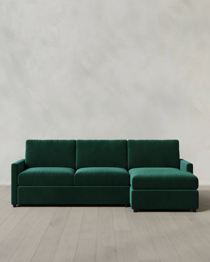 Brennan Chaise Sectional in Performance Velvet - Right Arm / Pine