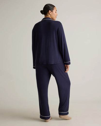 Bamboo Jersey Long Sleeve Pajama Set - XS / True Black