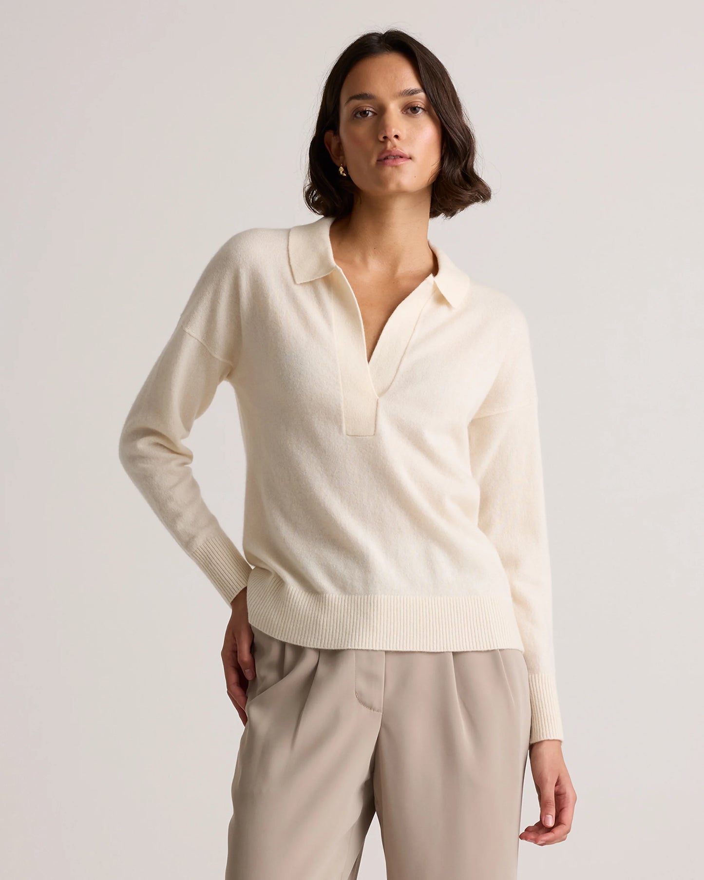 Mongolian Cashmere Polo Sweater - XS / Pale Custard Yellow