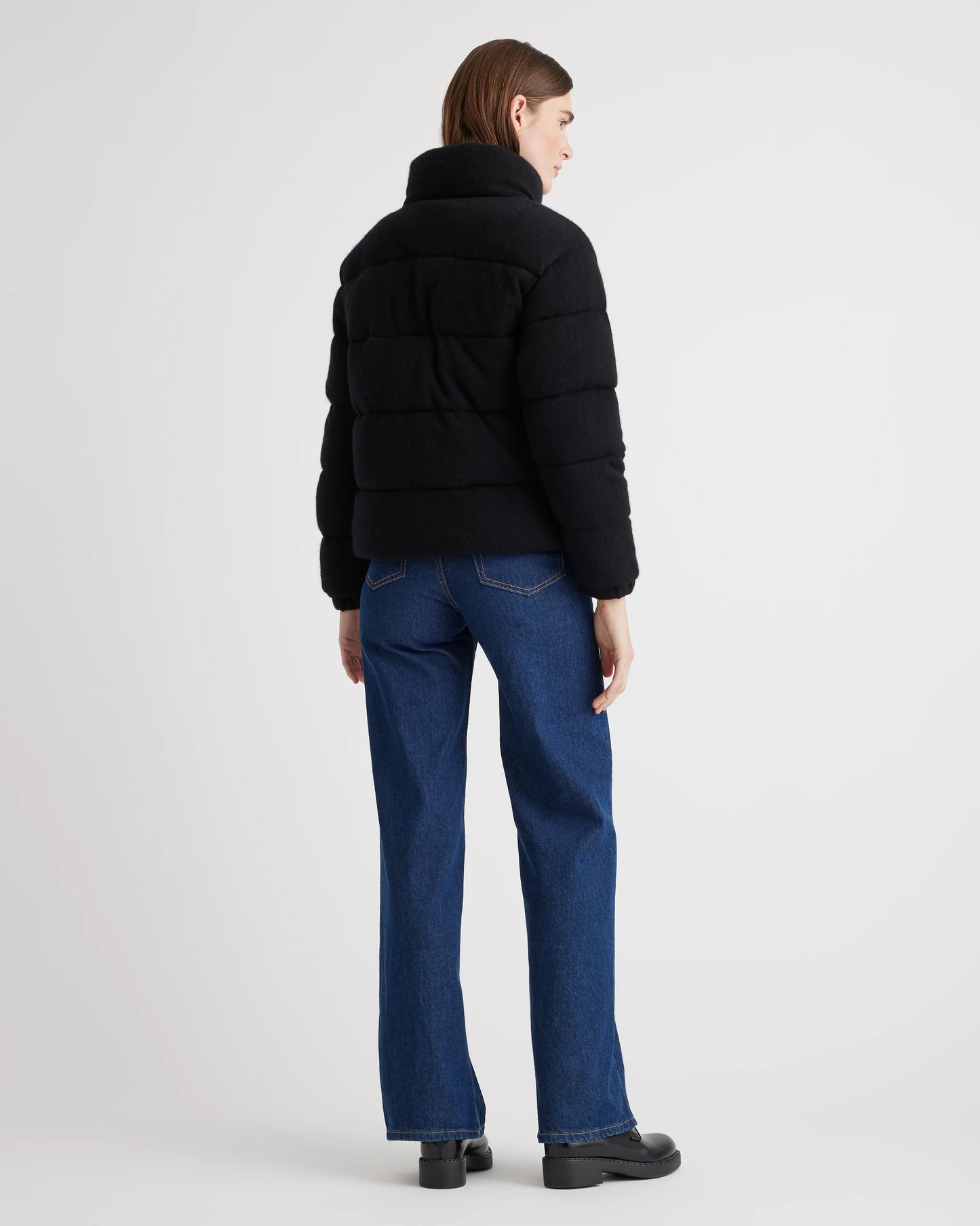 Mongolian Cashmere Puffer Jacket - XS / Brown