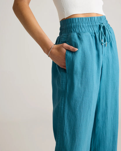 100% European Linen Wide Leg Pants - XS / Bayberry Olive