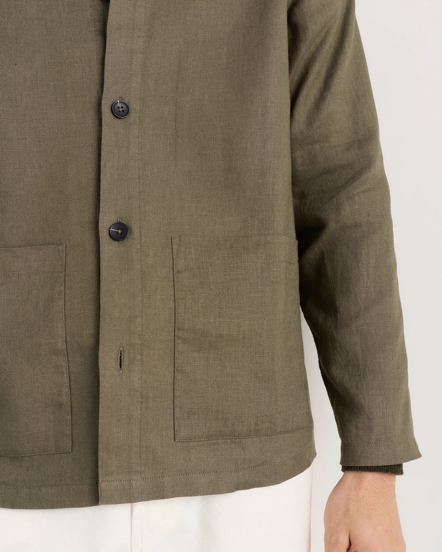 100% European Linen Chore Jacket - S / Flax