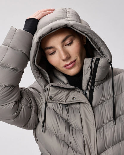 Responsible Down Belted Puffer Maxi Coat - XS / Morel Grey