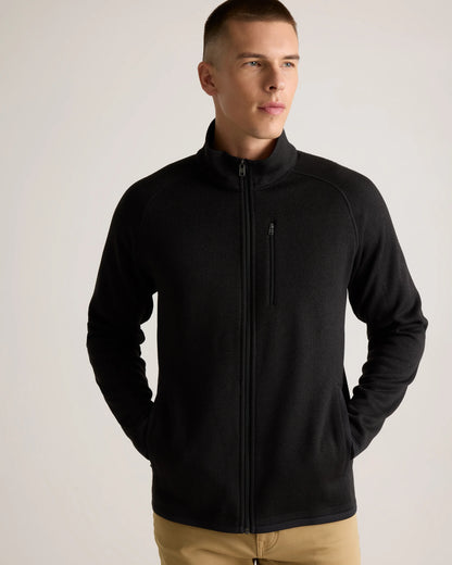 Sweater-Knit Fleece Full-Zip Jacket - XS / Heather Mineral Green
