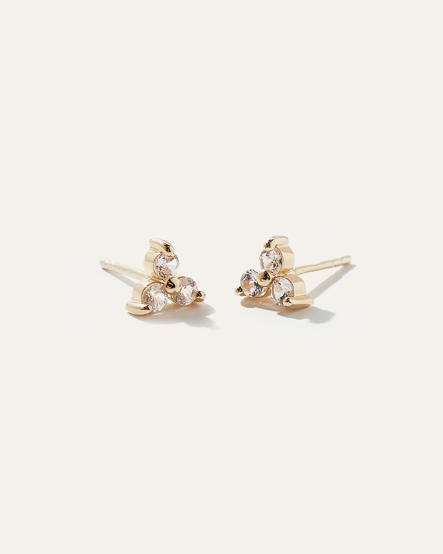 White Sapphire Triad Studs - One Size / Gold Vermeil