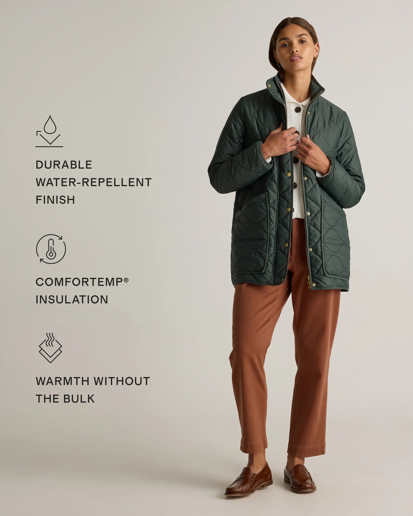 Featherless Quilted Long Puffer Jacket - XS / Silken White