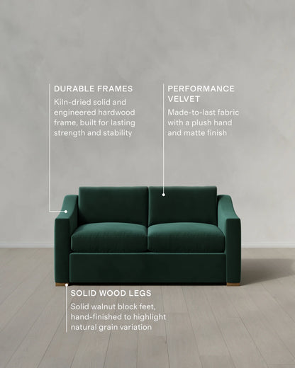 Hollis Slope Arm Sofa in Performance Velvet - 72" / Ivory