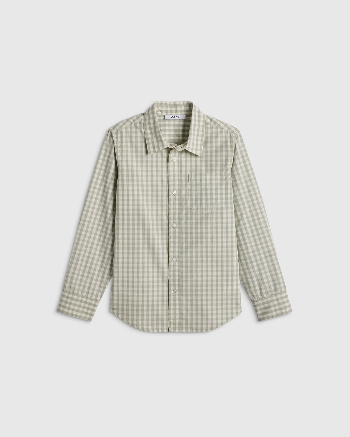 100% Cotton Poplin Printed Long Sleeve Button Down - 2T / Sage Gingham