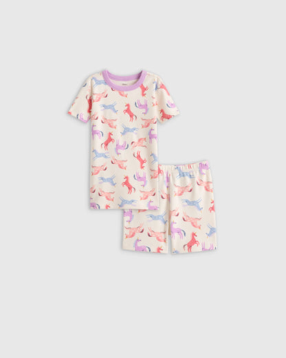 100% Organic Cotton Short Sleeve and Shorts Pajama Set - 2T / Navy Stripe