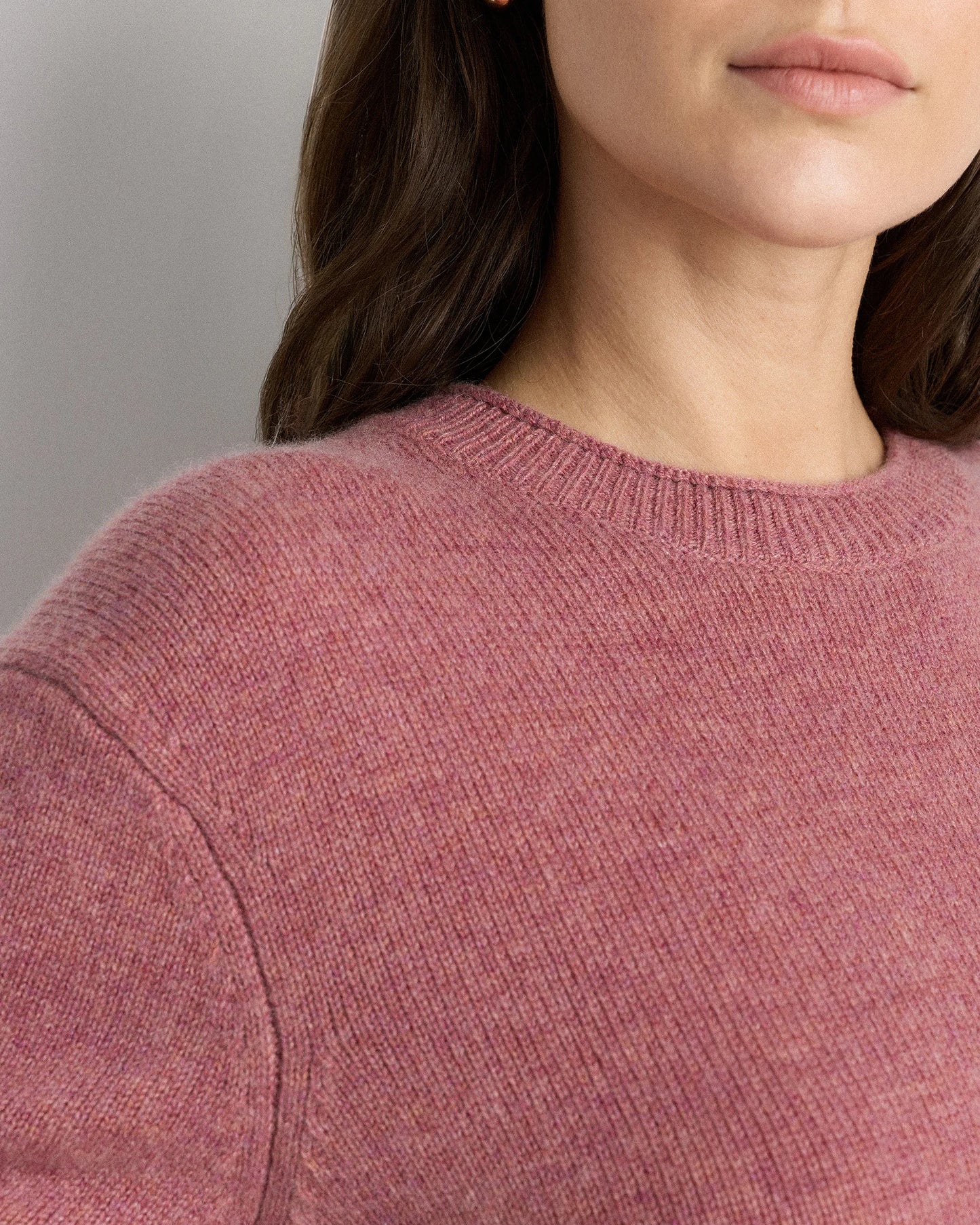 Mongolian Cashmere Boxy Crewneck Sweater - XS / Faded Denim/Brown/Ivory Variegated Stripe