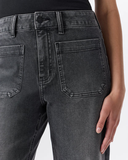 Bella Stretch Patch Pocket Wide Leg Jeans - 24 / Deep Sea Blue