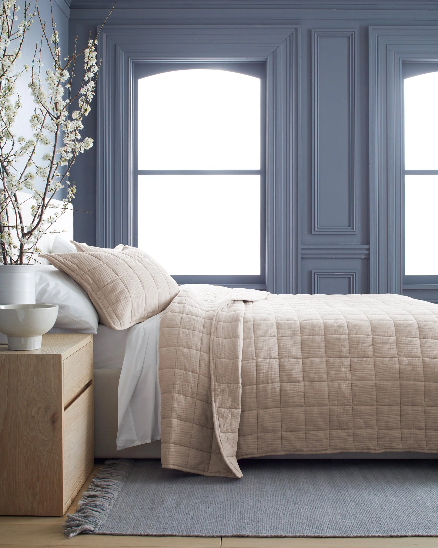 Organic Cotton Gauze Box Quilt Set - Twin / Mineral