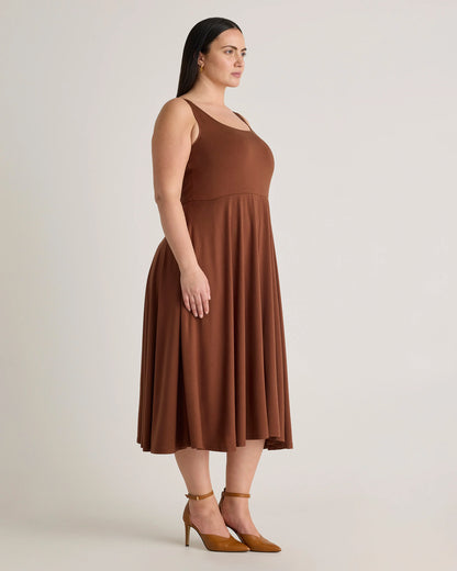 Tencel Jersey Fit & Flare Dress - 1X / Brown