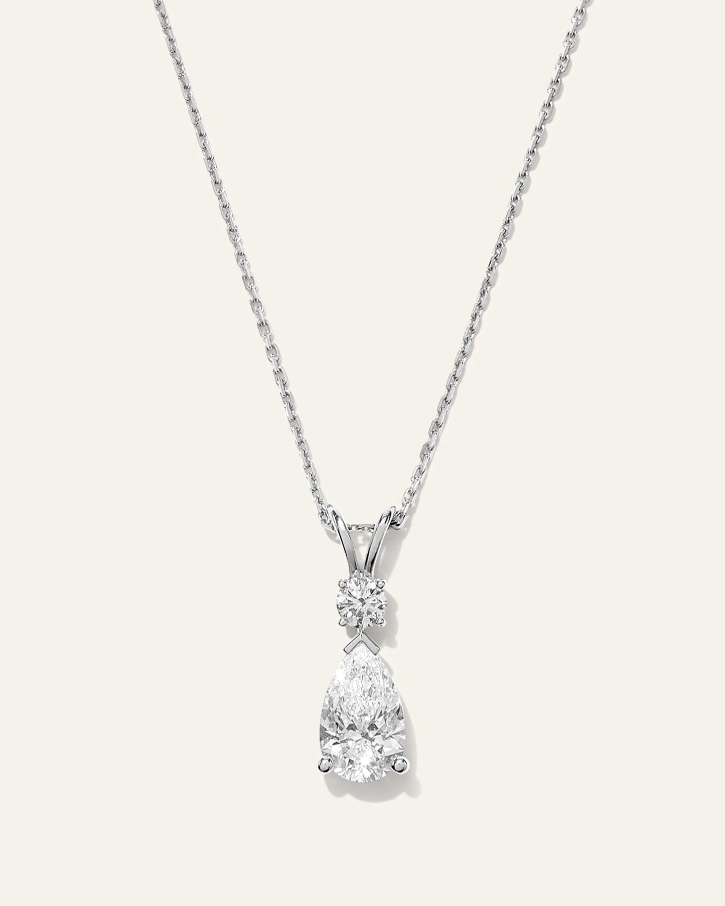 14K Gold Lab Grown Diamond Round & Pear Drop Necklace - One Size / Yellow Gold