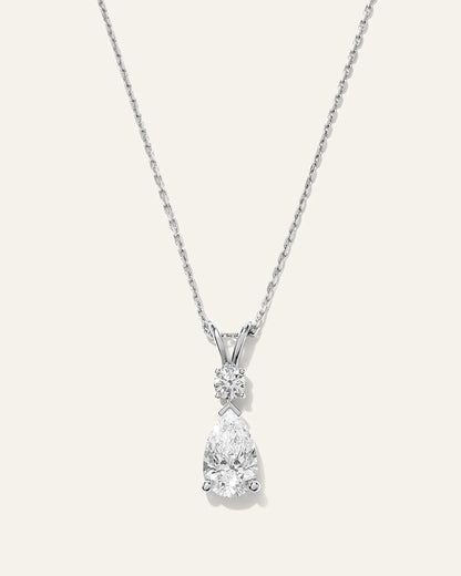 14K Gold Lab Grown Diamond Round & Pear Drop Necklace - One Size / Yellow Gold
