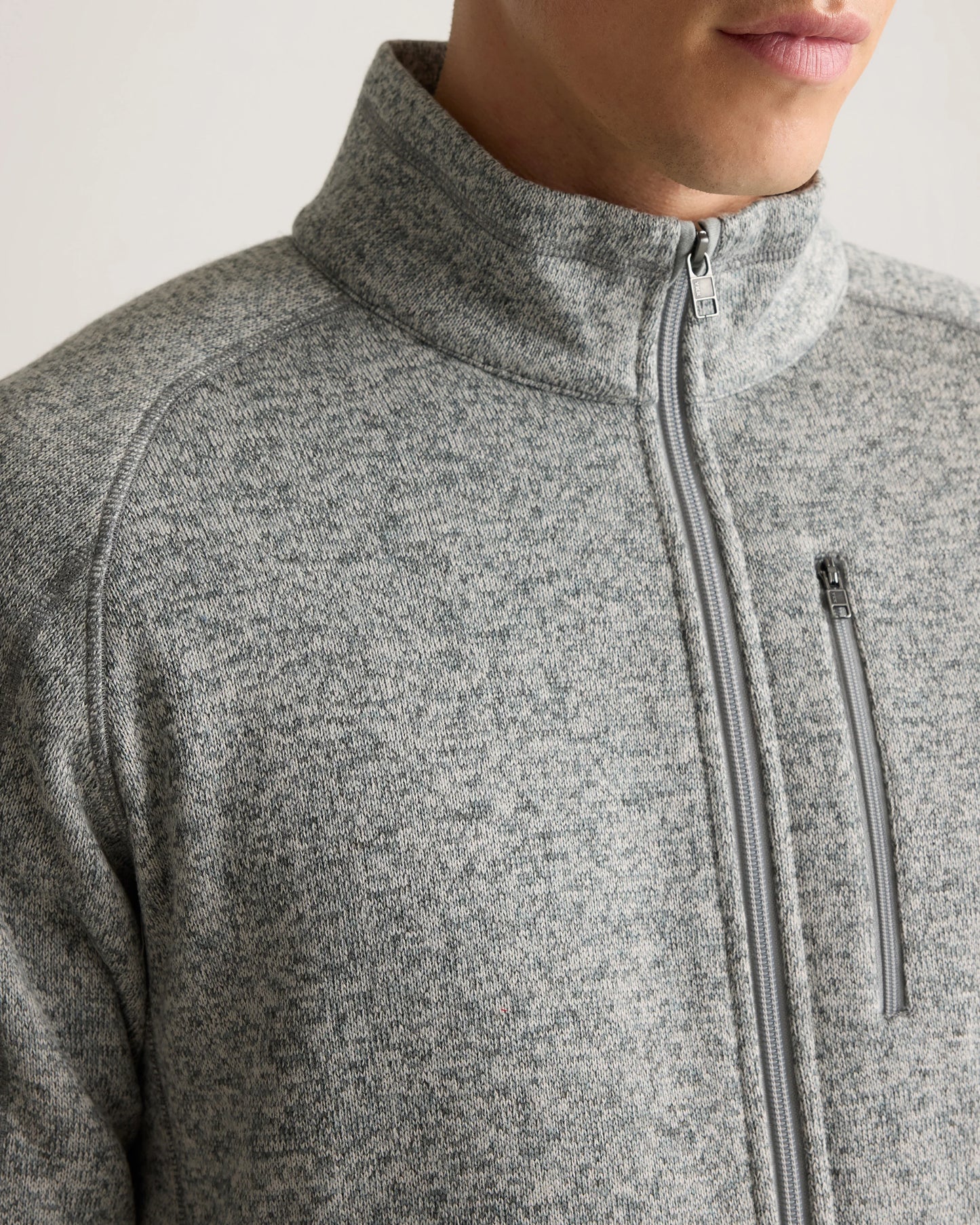 Sweater-Knit Fleece Full-Zip Jacket - XS / Heather Mineral Green