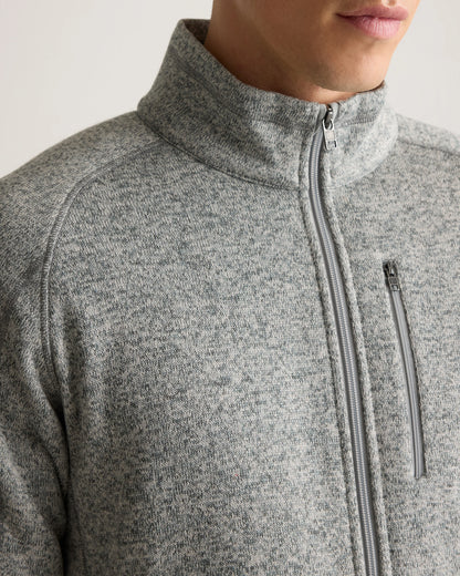 Sweater-Knit Fleece Full-Zip Jacket - XS / Heather Mineral Green