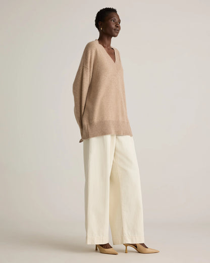 Mongolian Cashmere Oversized V-Neck Sweater - XS / Elk Brown