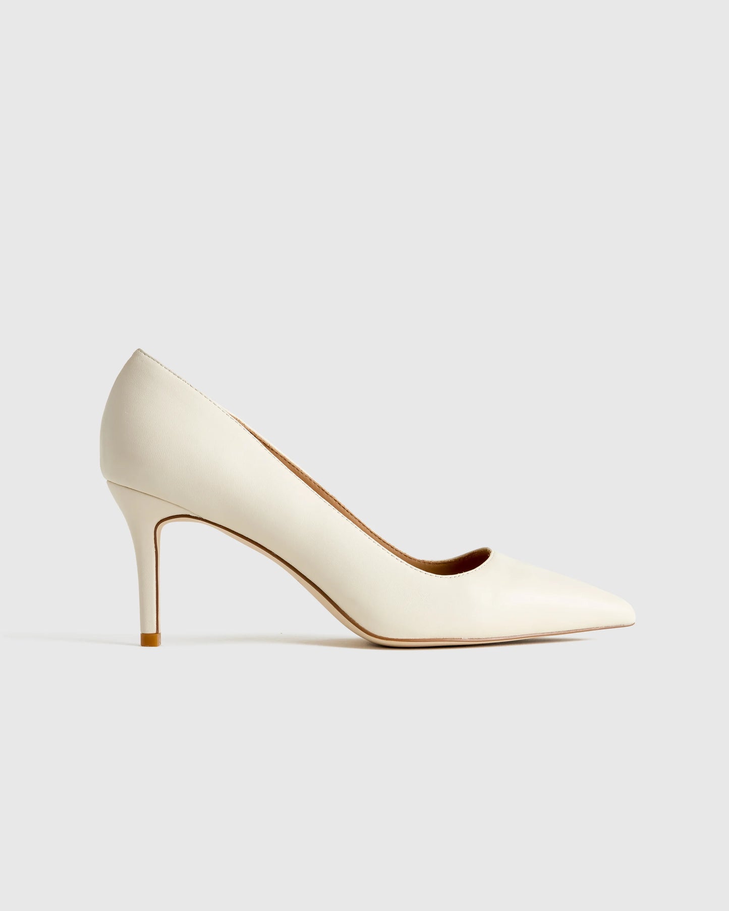 Italian Leather 75mm Pointy Toe Pump - 5 / Cashew
