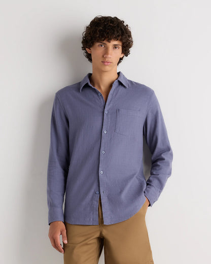 Organic Cotton Stretch Selvage Shirt - S / Mini Blue Stripe